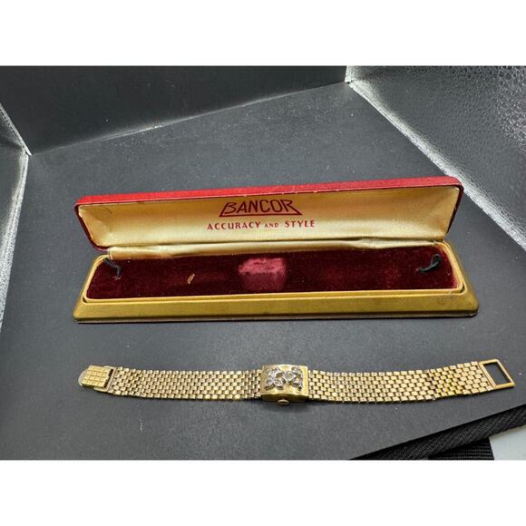 Vtg Bancor Hidden Watch 10K Rolled Gold Plate Back 12K Gold Filled Band w/ Box - Picture 2 of 14